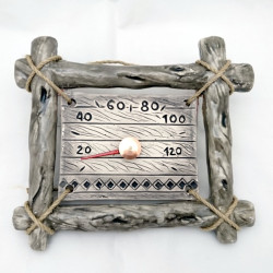Keramični termometer za savno - v okvirju iz vejice  Keramični termometer za savno - v okvirju iz vejice