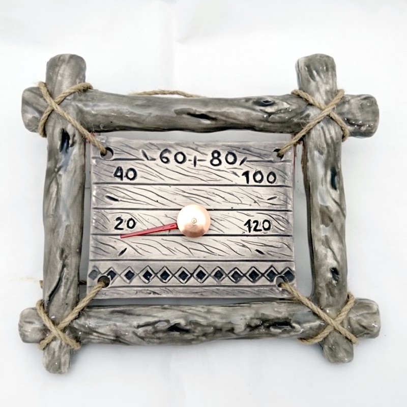 Keramični termometer za savno - v okvirju iz vejice