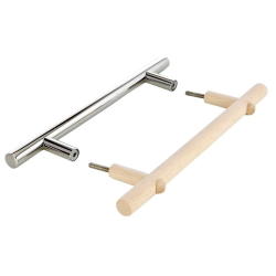 Komplet kljuk za vrata iz nerjavečega jekla in lesa 