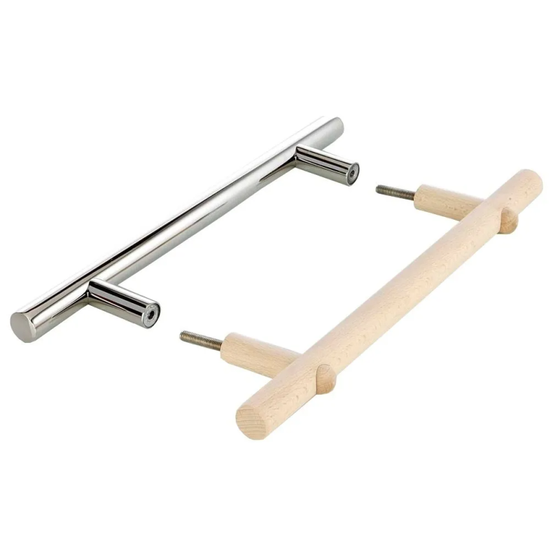 Komplet kljuk za vrata iz nerjavečega jekla in lesa