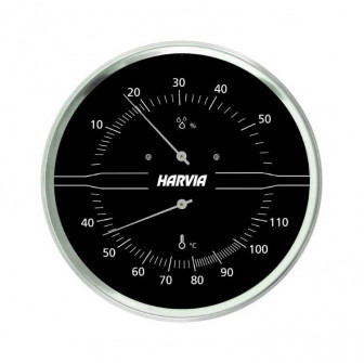 HARVIA termo-higrometer okrogel, črn