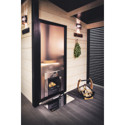 HARVIA Duo steklena stena 9 x 19 z okvirjem, aluminij črna  HARVIA Duo steklena stena 9 x 19 z okvirjem, aluminij črna