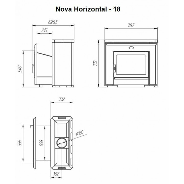 Peč za savno na drva - NOVA HORIZONTAL 18