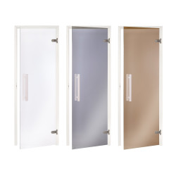 AD steklena vrata za savno, beli okvir 