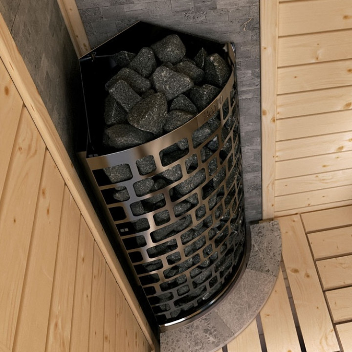 Električna peč za savno – SAWOTEC Ari Corner 7,5 kW, brez krmilne enote