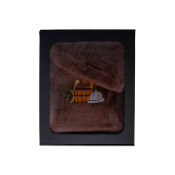 Darilni set v darilni škatli za NJEGA. Moška savna kapa in predpasnik - RJAVA 