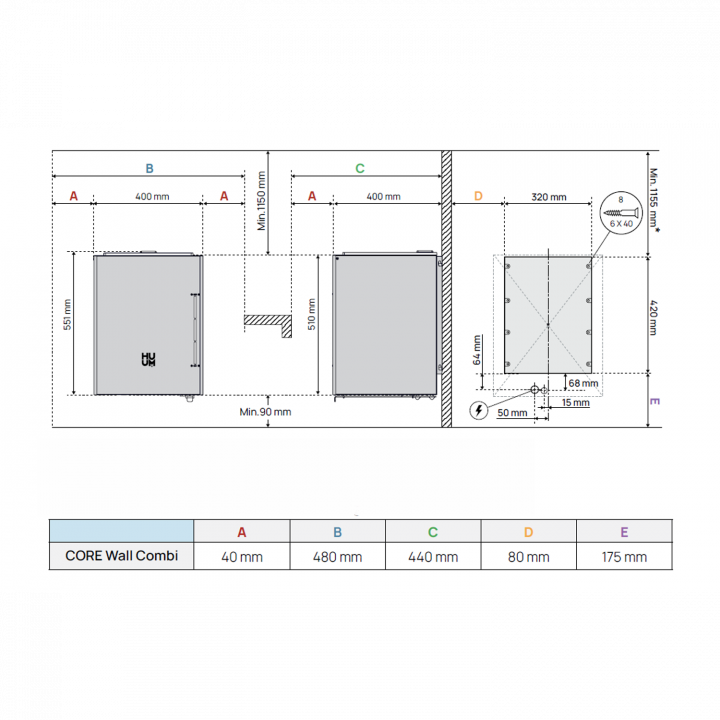Električna peč za savno - HUUM Core Wall Combi 6, črna