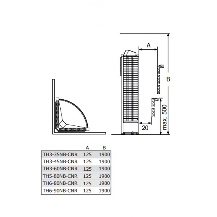 Električna peč za savno – SAWOTEC Tower Corner, s krmilno enoto
