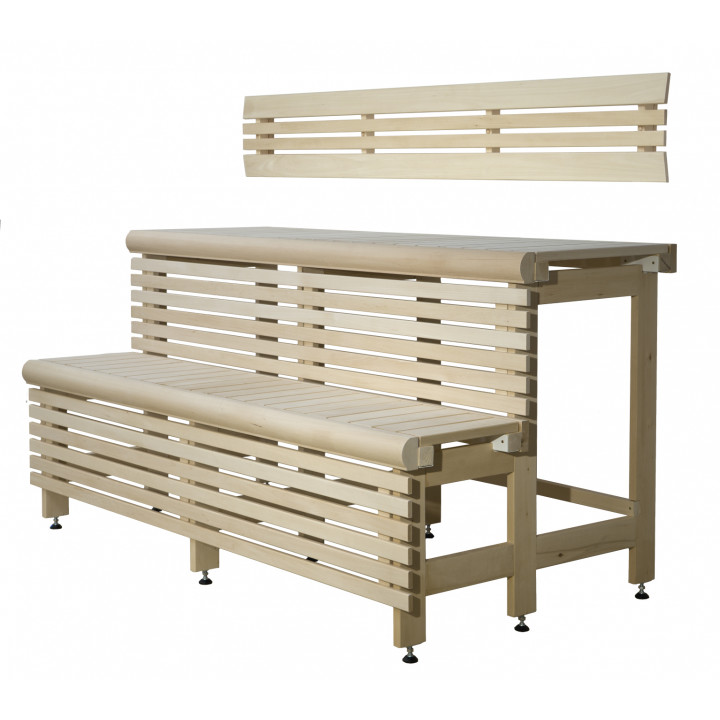 Standardni kompleks klopi za savno, les črne jelše, dolžina 2328 mm