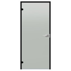 Harvia Black Line steklena vrata na ključ, saten, 7x21, črn aluminijast okvir 