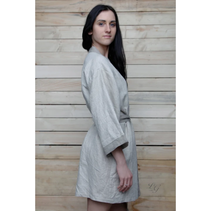 Ročno izdelan laneni halji - kimono