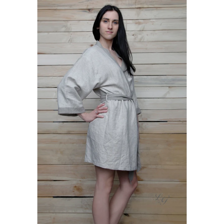 Ročno izdelan laneni halji - kimono