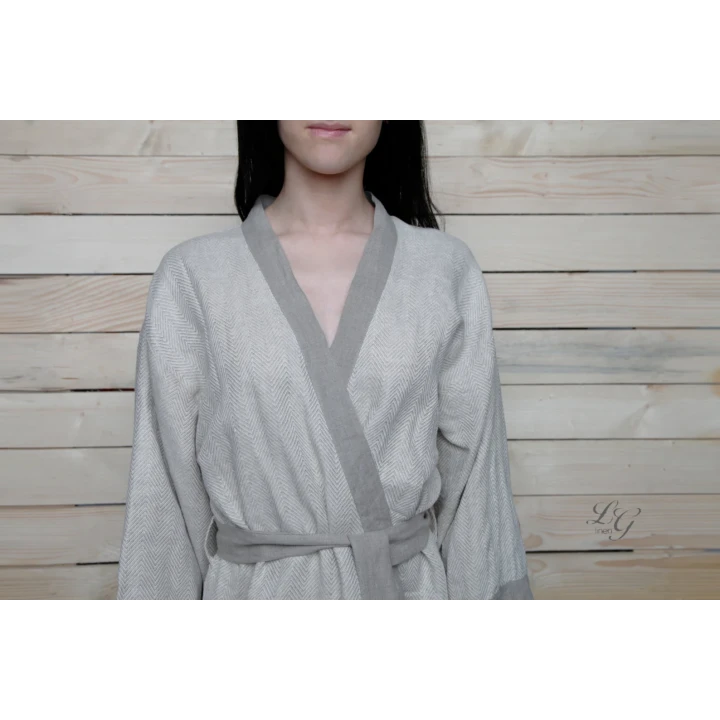 Ročno izdelan laneni halji - kimono