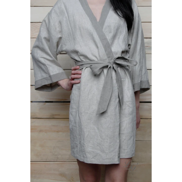 Ročno izdelan laneni halji - kimono