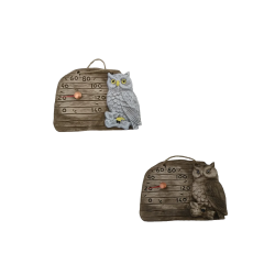 Keramični termometer za savno - sova na veji 