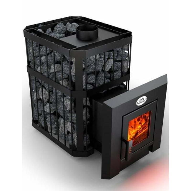 Savna peč na drva - NOVA KLASSIK 18 z mrežo, steklena vrata