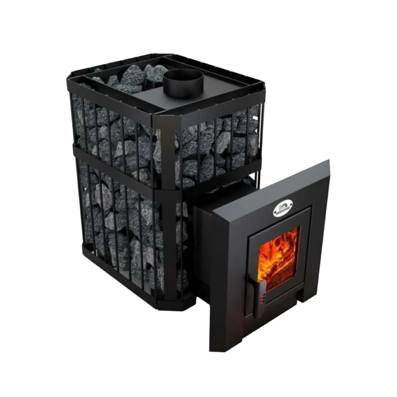 Savna peč na drva - NOVA KLASSIK 12 z mrežo, steklena vrata