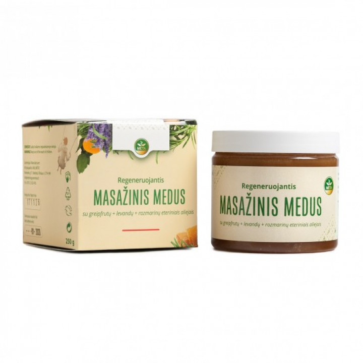 Masažni med z eteričnimi olji grenivke, sivke in rožmarina, 250 g
