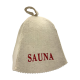 Klobuk za savno - Sauna, z rdečim napisom