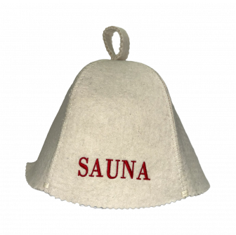 Klobuk za savno - Sauna, z rdečim napisom