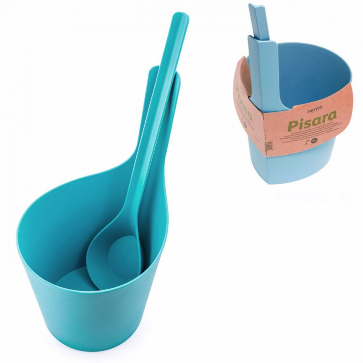 RENTO svetlo moder komplet vedra in zajemalke iz bioplastike 5 l