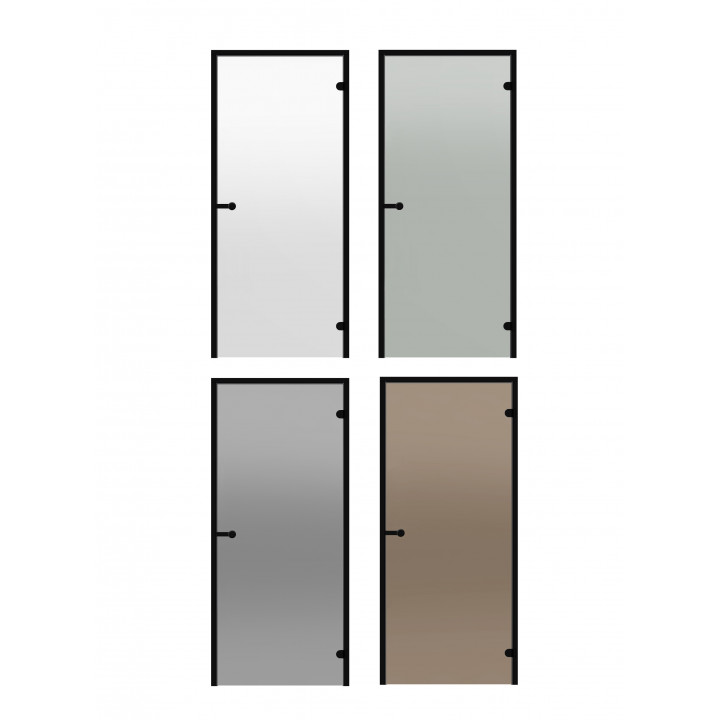Steklena vrata za savno HARVIA, črn aluminijast okvir 8x21 (črna linija)